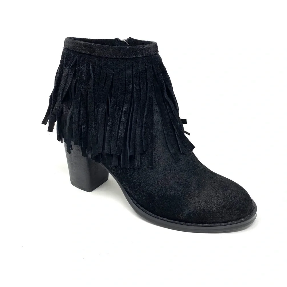 Azura Spring Step Bernat Black suede fringe boots